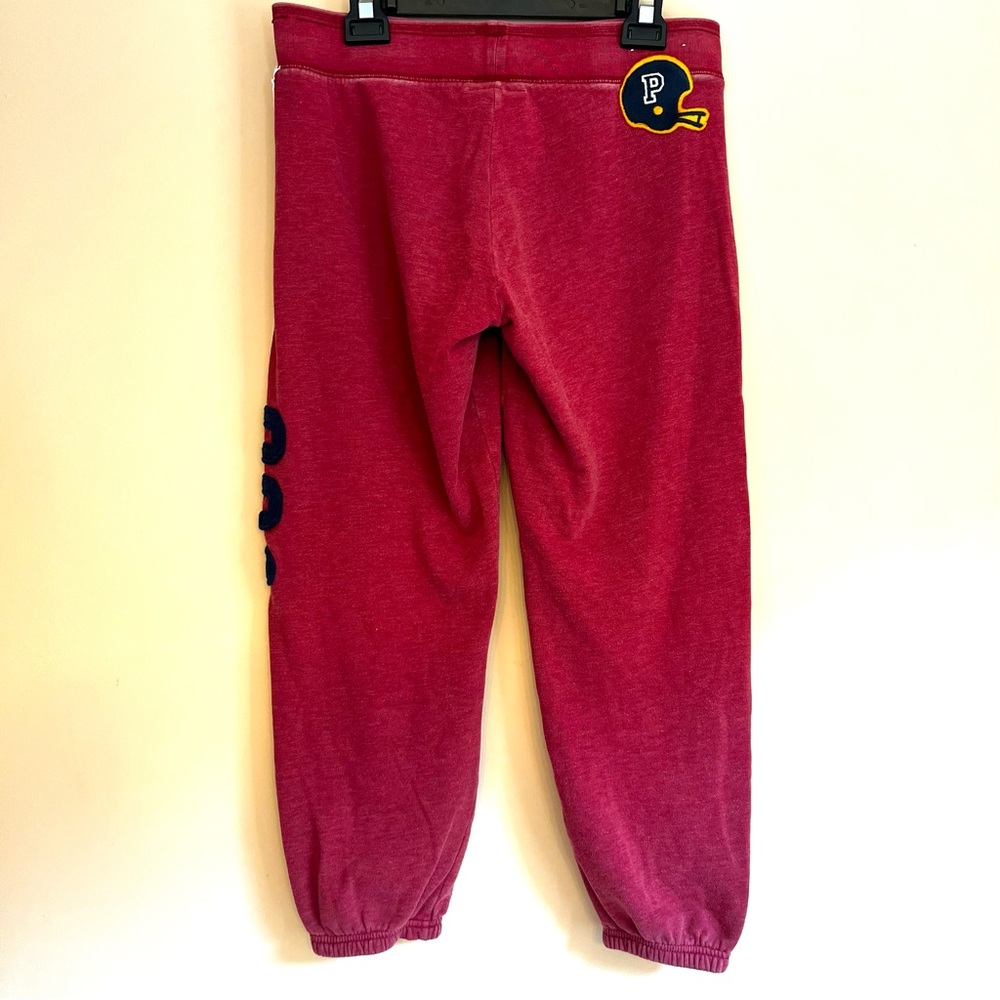 RARE Vintage PINK Joggers Faded Red with Patches and White Piping Size M - Picture 2 of 12